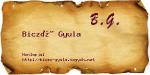 Biczó Gyula névjegykártya